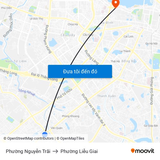 Phường Nguyễn Trãi to Phường Liễu Giai map