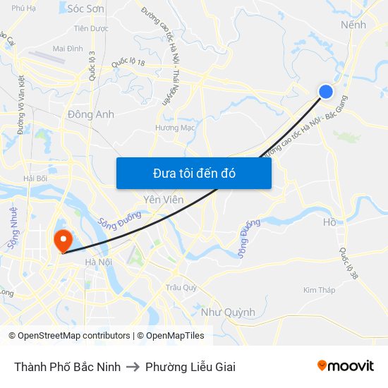 Thành Phố Bắc Ninh to Phường Liễu Giai map