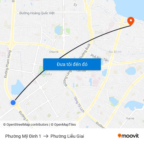 Phường Mỹ Đình 1 to Phường Liễu Giai map