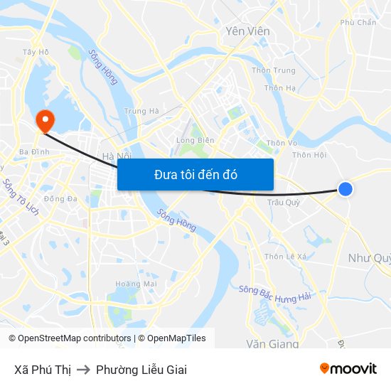 Xã Phú Thị to Phường Liễu Giai map