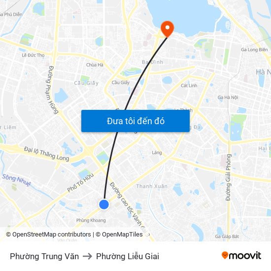 Phường Trung Văn to Phường Liễu Giai map