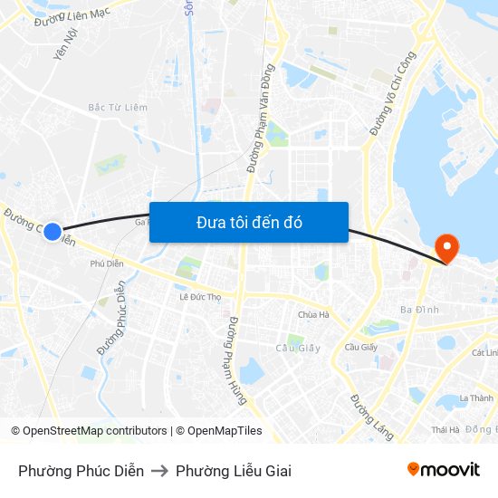 Phường Phúc Diễn to Phường Liễu Giai map