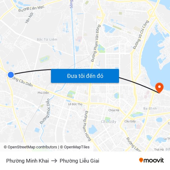 Phường Minh Khai to Phường Liễu Giai map