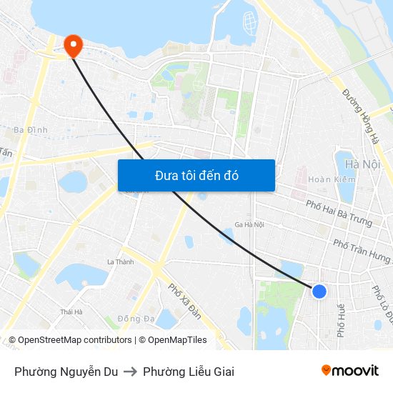 Phường Nguyễn Du to Phường Liễu Giai map