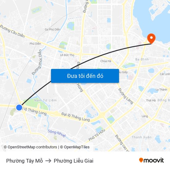 Phường Tây Mỗ to Phường Liễu Giai map