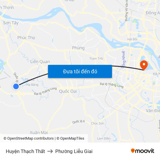 Huyện Thạch Thất to Phường Liễu Giai map