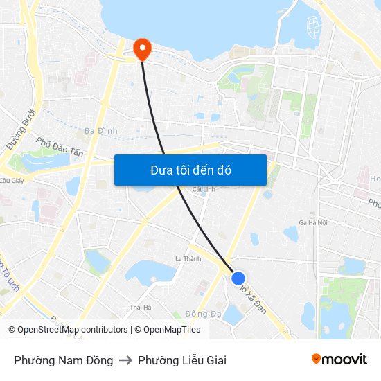 Phường Nam Đồng to Phường Liễu Giai map