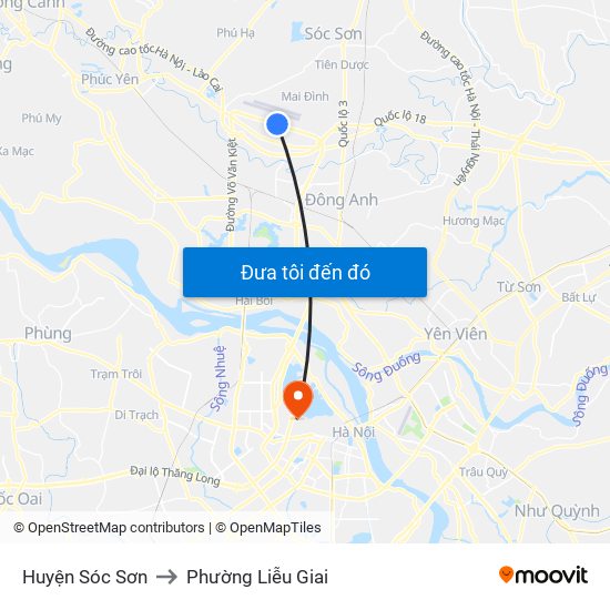 Huyện Sóc Sơn to Phường Liễu Giai map