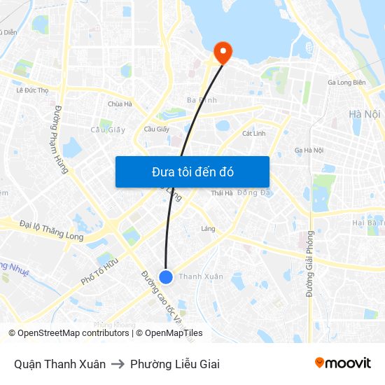 Quận Thanh Xuân to Phường Liễu Giai map