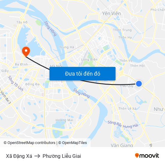 Xã Đặng Xá to Phường Liễu Giai map