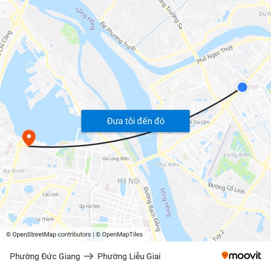 Phường Đức Giang to Phường Liễu Giai map