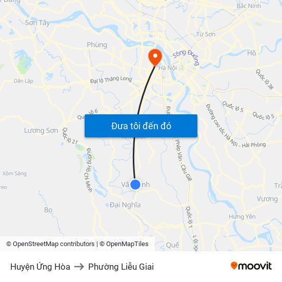 Huyện Ứng Hòa to Phường Liễu Giai map