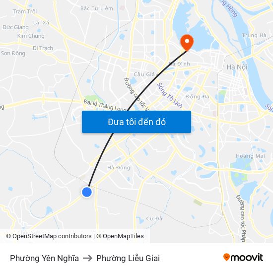 Phường Yên Nghĩa to Phường Liễu Giai map