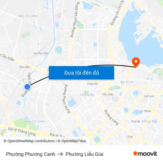 Phường Phương Canh to Phường Liễu Giai map