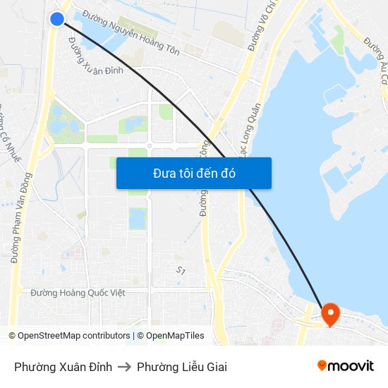 Phường Xuân Đỉnh to Phường Liễu Giai map