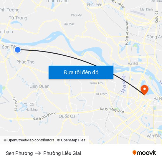 Sen Phương to Phường Liễu Giai map