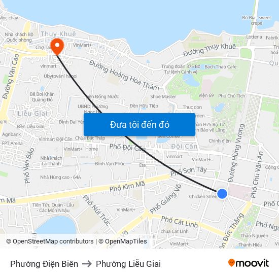 Phường Điện Biên to Phường Liễu Giai map