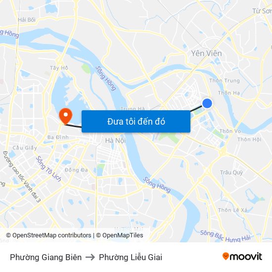 Phường Giang Biên to Phường Liễu Giai map