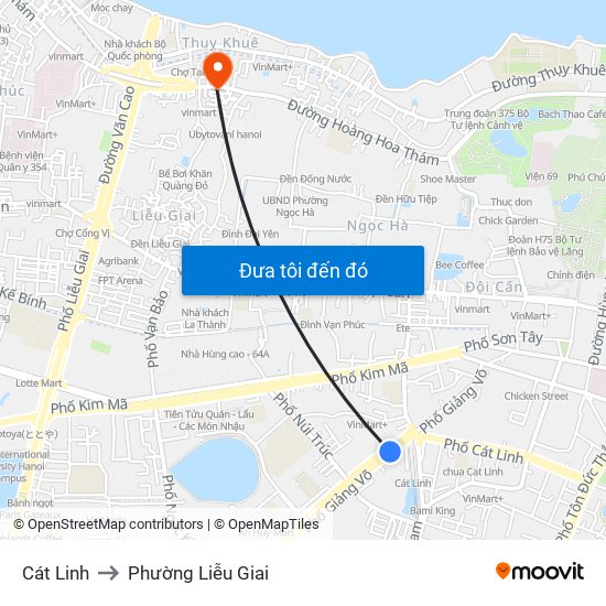 Cát Linh to Phường Liễu Giai map