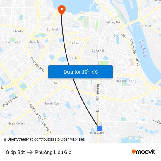 Giáp Bát to Phường Liễu Giai map