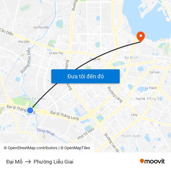 Đại Mỗ to Phường Liễu Giai map