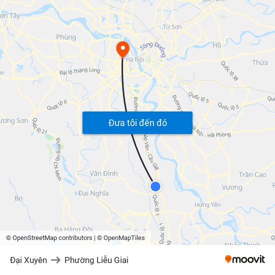 Đại Xuyên to Phường Liễu Giai map