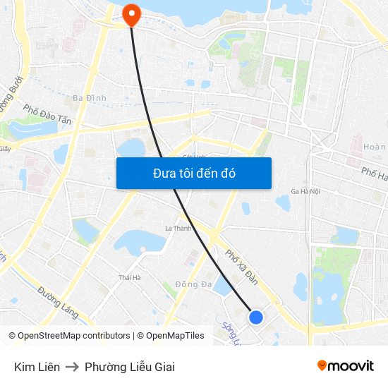 Kim Liên to Phường Liễu Giai map