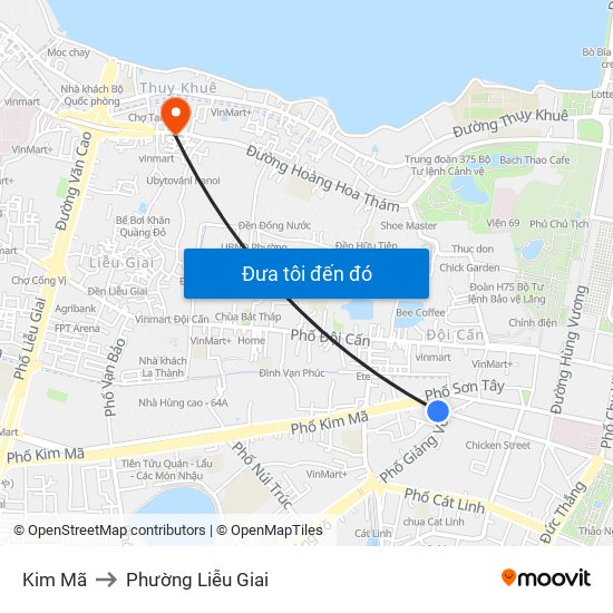 Kim Mã to Phường Liễu Giai map