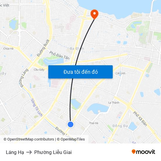 Láng Hạ to Phường Liễu Giai map