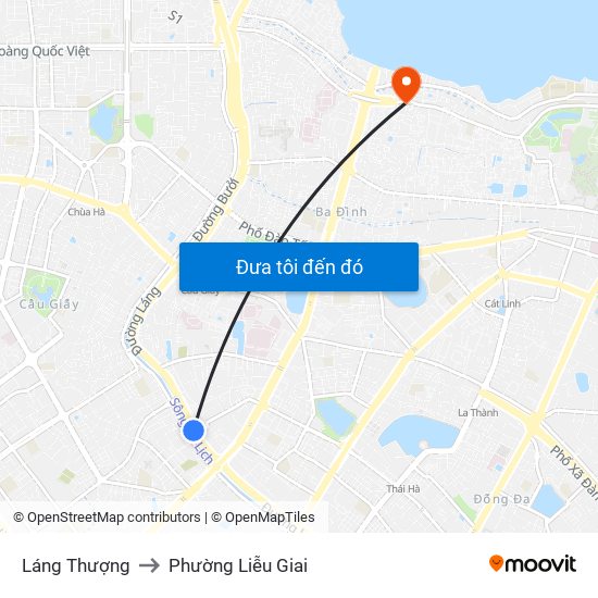 Láng Thượng to Phường Liễu Giai map