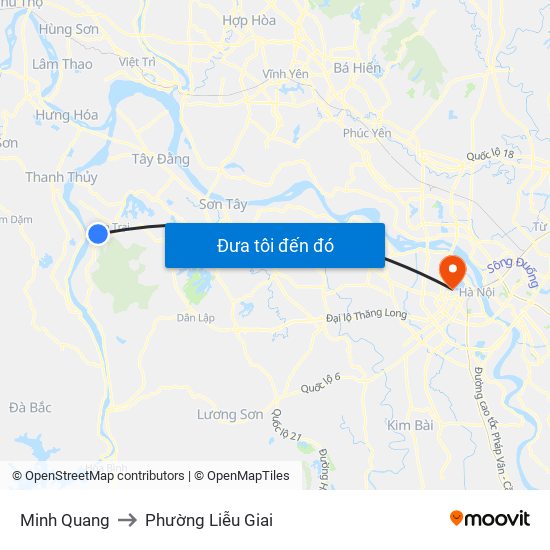 Minh Quang to Phường Liễu Giai map