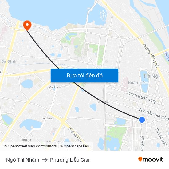 Ngô Thì Nhậm to Phường Liễu Giai map