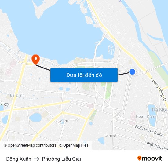 Đồng Xuân to Phường Liễu Giai map