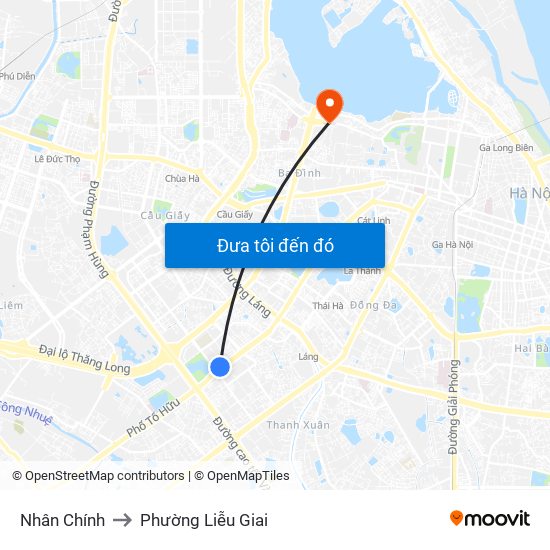 Nhân Chính to Phường Liễu Giai map