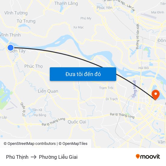 Phú Thịnh to Phường Liễu Giai map
