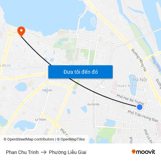 Phan Chu Trinh to Phường Liễu Giai map