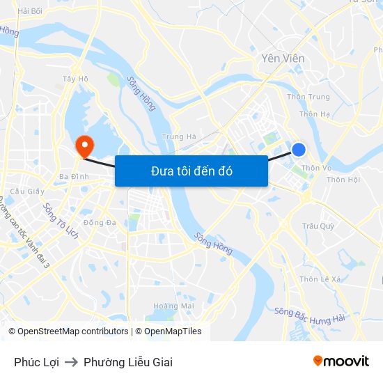 Phúc Lợi to Phường Liễu Giai map