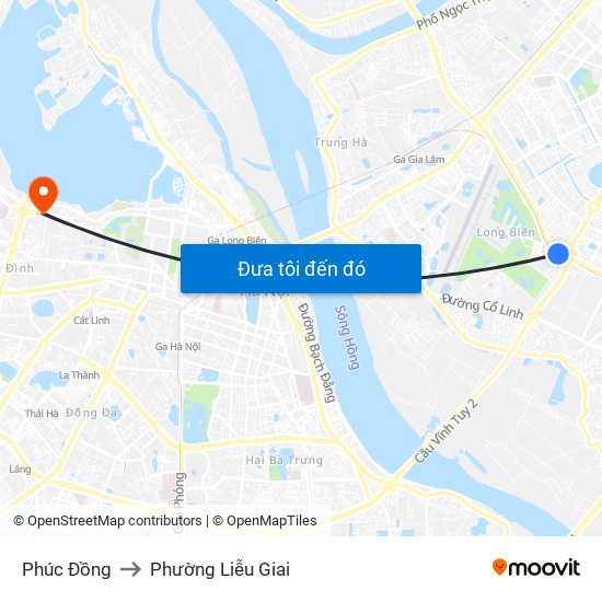 Phúc Đồng to Phường Liễu Giai map