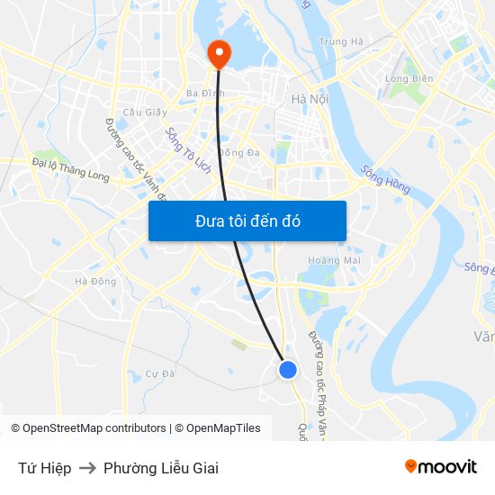 Tứ Hiệp to Phường Liễu Giai map