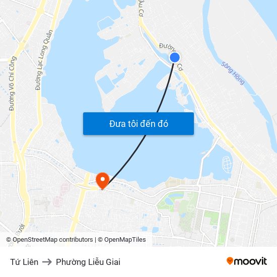 Tứ Liên to Phường Liễu Giai map