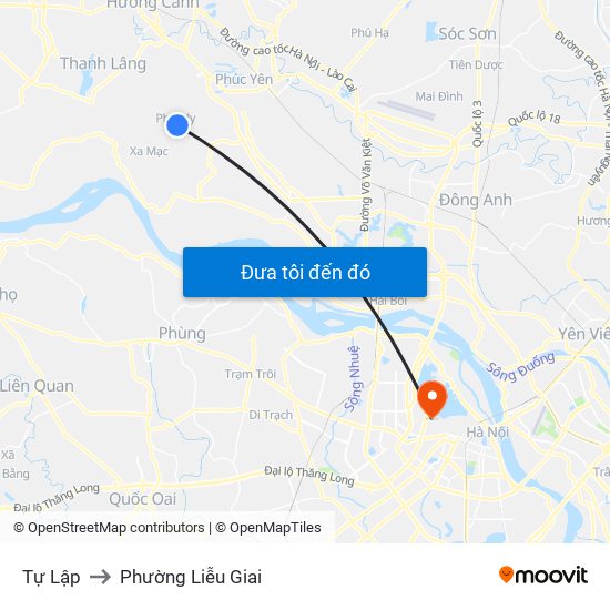 Tự Lập to Phường Liễu Giai map