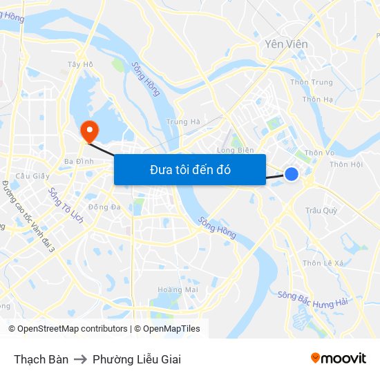 Thạch Bàn to Phường Liễu Giai map