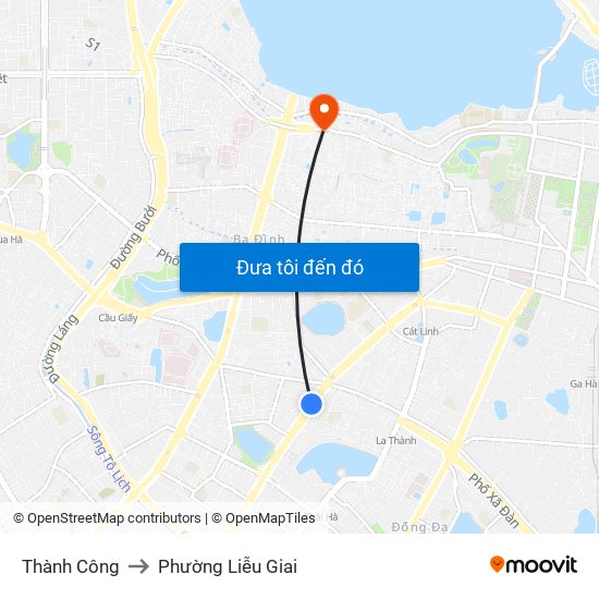 Thành Công to Phường Liễu Giai map