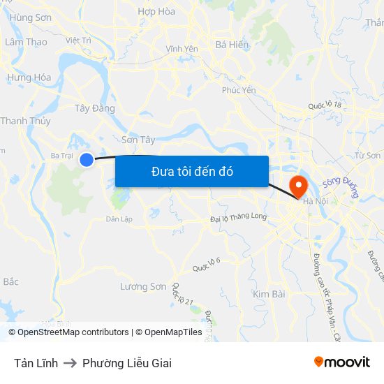 Tản Lĩnh to Phường Liễu Giai map