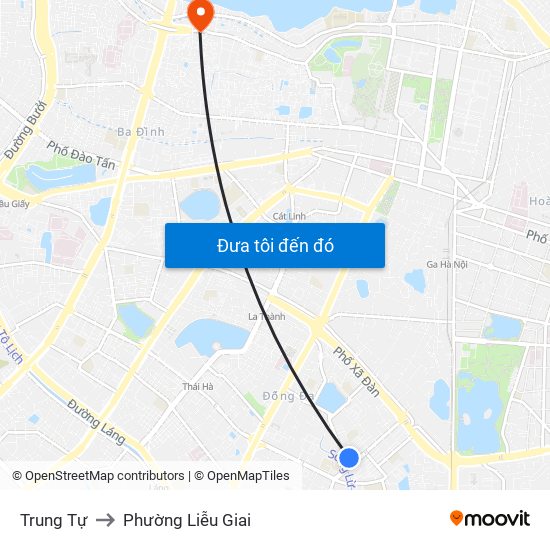 Trung Tự to Phường Liễu Giai map