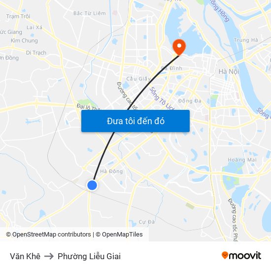 Văn Khê to Phường Liễu Giai map