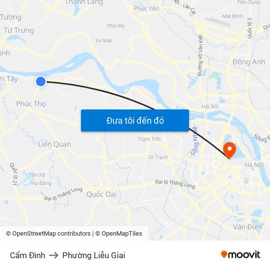 Cẩm Đình to Phường Liễu Giai map