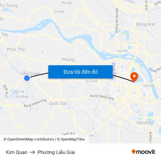 Kim Quan to Phường Liễu Giai map