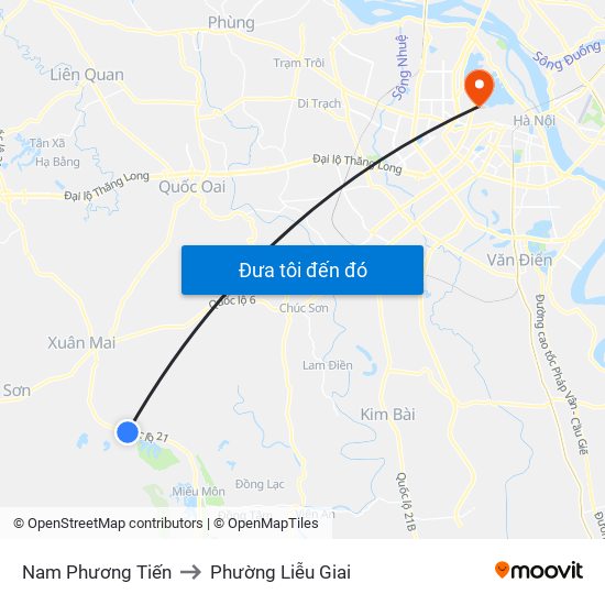 Nam Phương Tiến to Phường Liễu Giai map