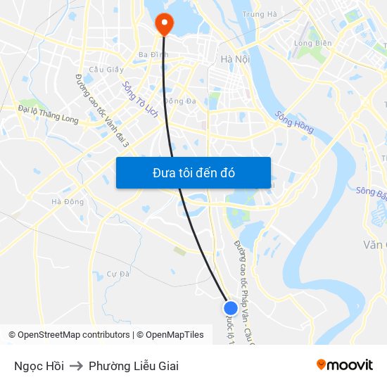 Ngọc Hồi to Phường Liễu Giai map